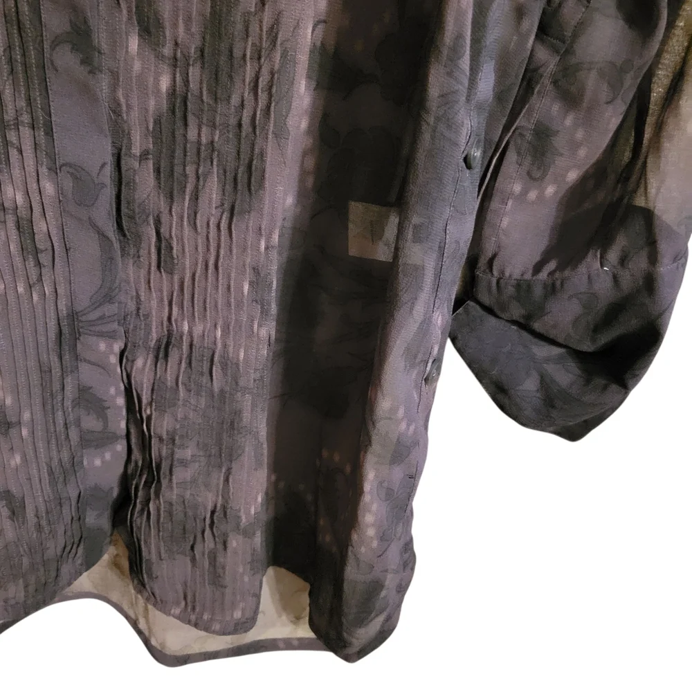 Qasimi Brown Sheer Floral Relaxed Tunic Dress